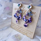 Resin Flower 3-Piece Leaf Cubic Chandelier Earrings 레진 플라워 3피스 리프 큐빅 샤들리에 드롭귀걸이