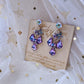 Resin Flower 3-Piece Leaf Cubic Chandelier Earrings 레진 플라워 3피스 리프 큐빅 샤들리에 드롭귀걸이